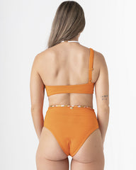 Top de baño mujer Frutifantastica naranja Doble faz (Tela eco)