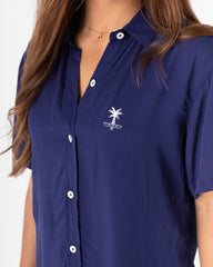 Camisa Mujer Cielo Nocturno Cuello Mao (Chalis)