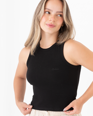 Crop Top Mujer Básico Negro (Rib)