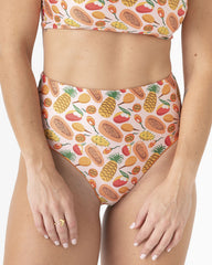 Panty alto de baño mujer Frutifantastica naranja Doble faz (Tela eco)