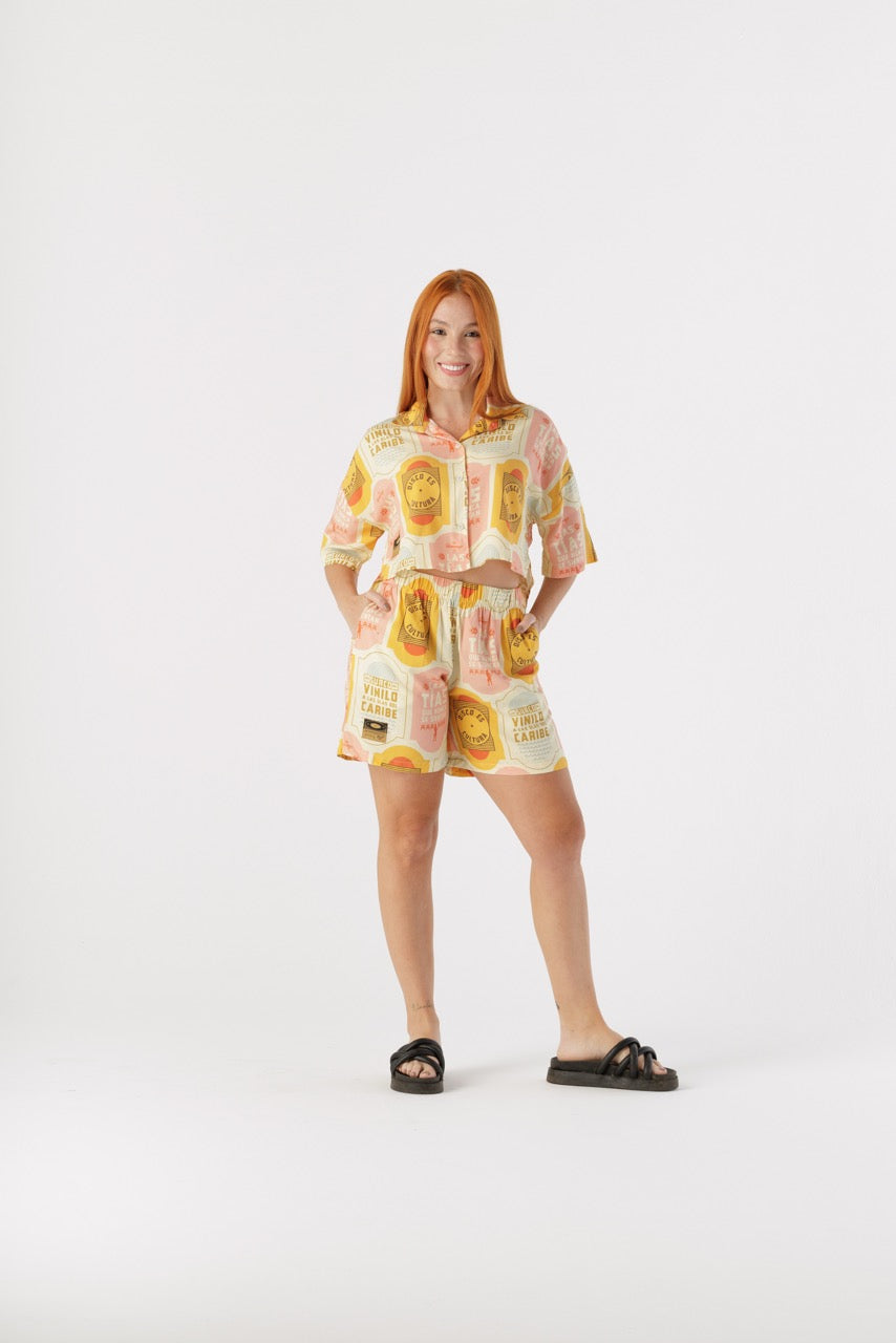 Camisa Corta Mujer Discos Fuentes X Bohío (Rayón)